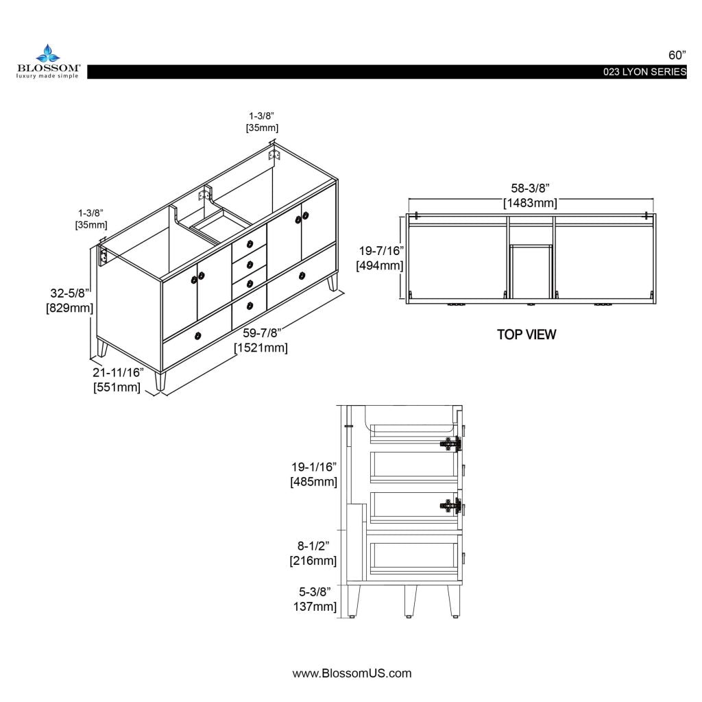 Lyon 60 Inch Vanity