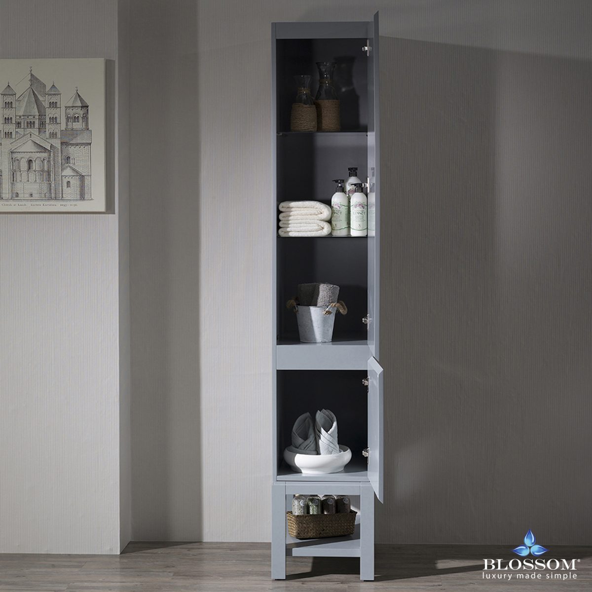 Monaco 15 Inch Linen Cabinet with Legs