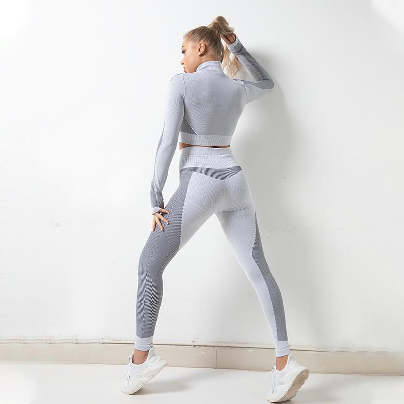 Astoria MOMENTUM Ribbed Full Length Legging - Light Grey/Black
