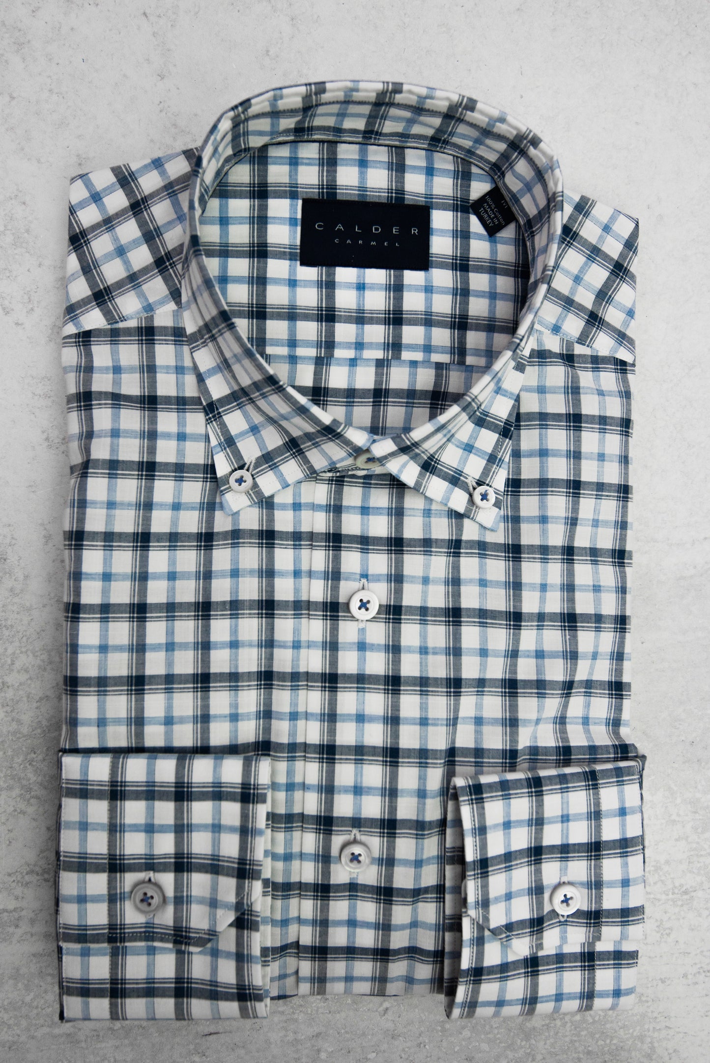 Calder Carmel Lux Melange Poplin Check in Sky Blue