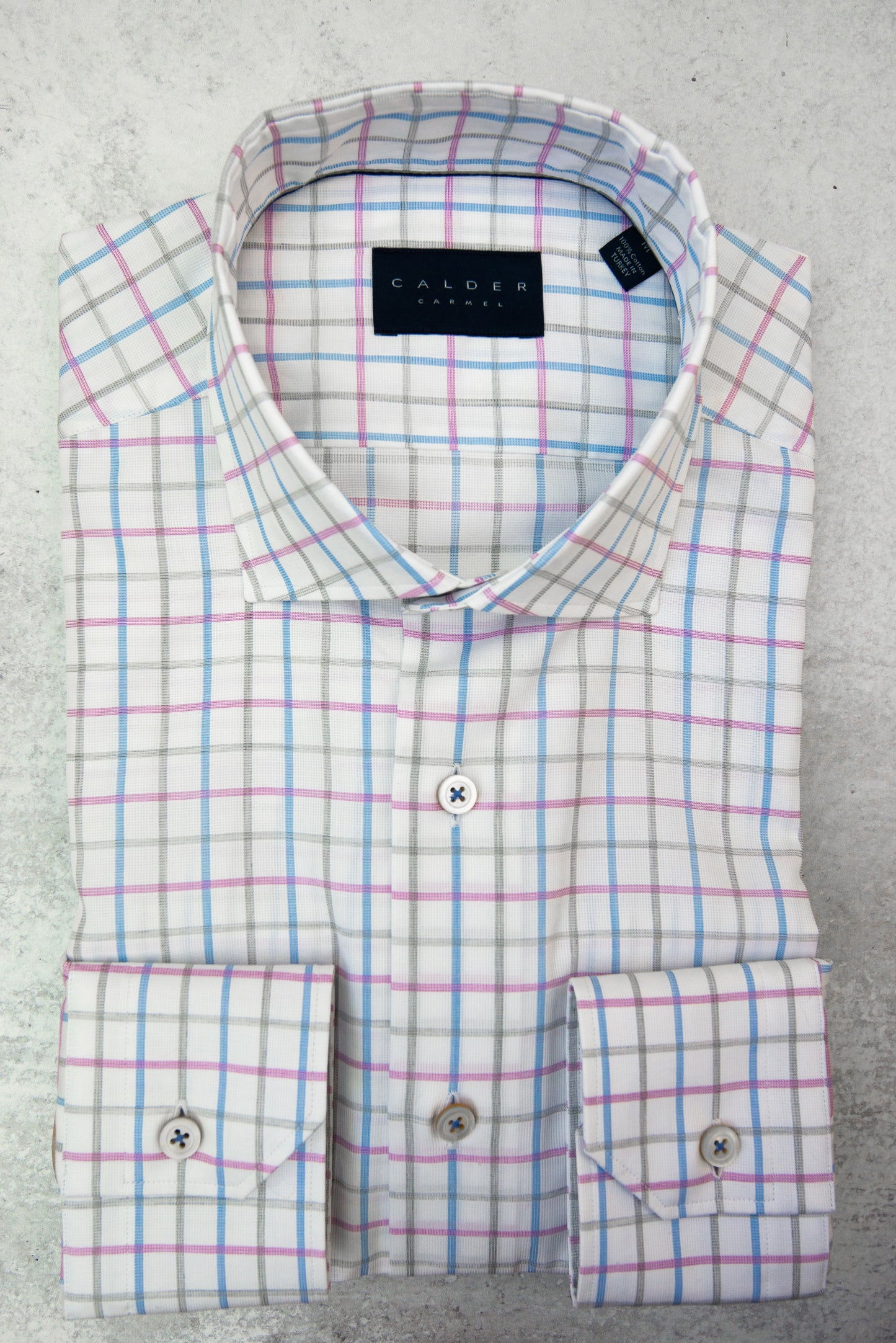 Calder Carmel Lux Melange Pique Windowpane Check in Hibiscus