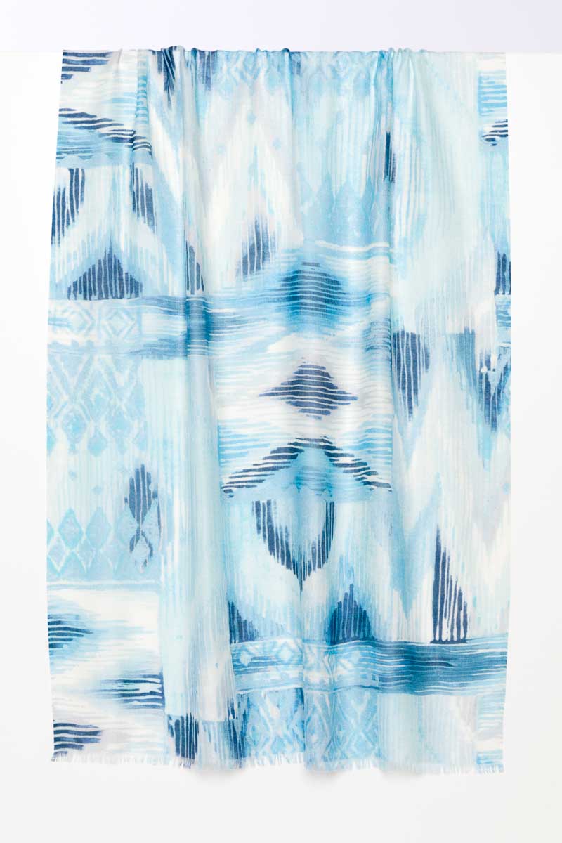 Kinross Cashmere Island Ikat Print Scarf