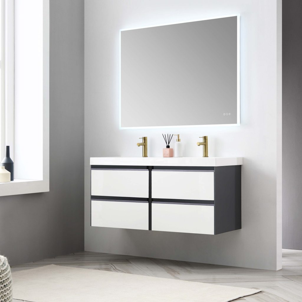 Berlin – 48 Inch Vanity – Glossy White & Glossy Grey