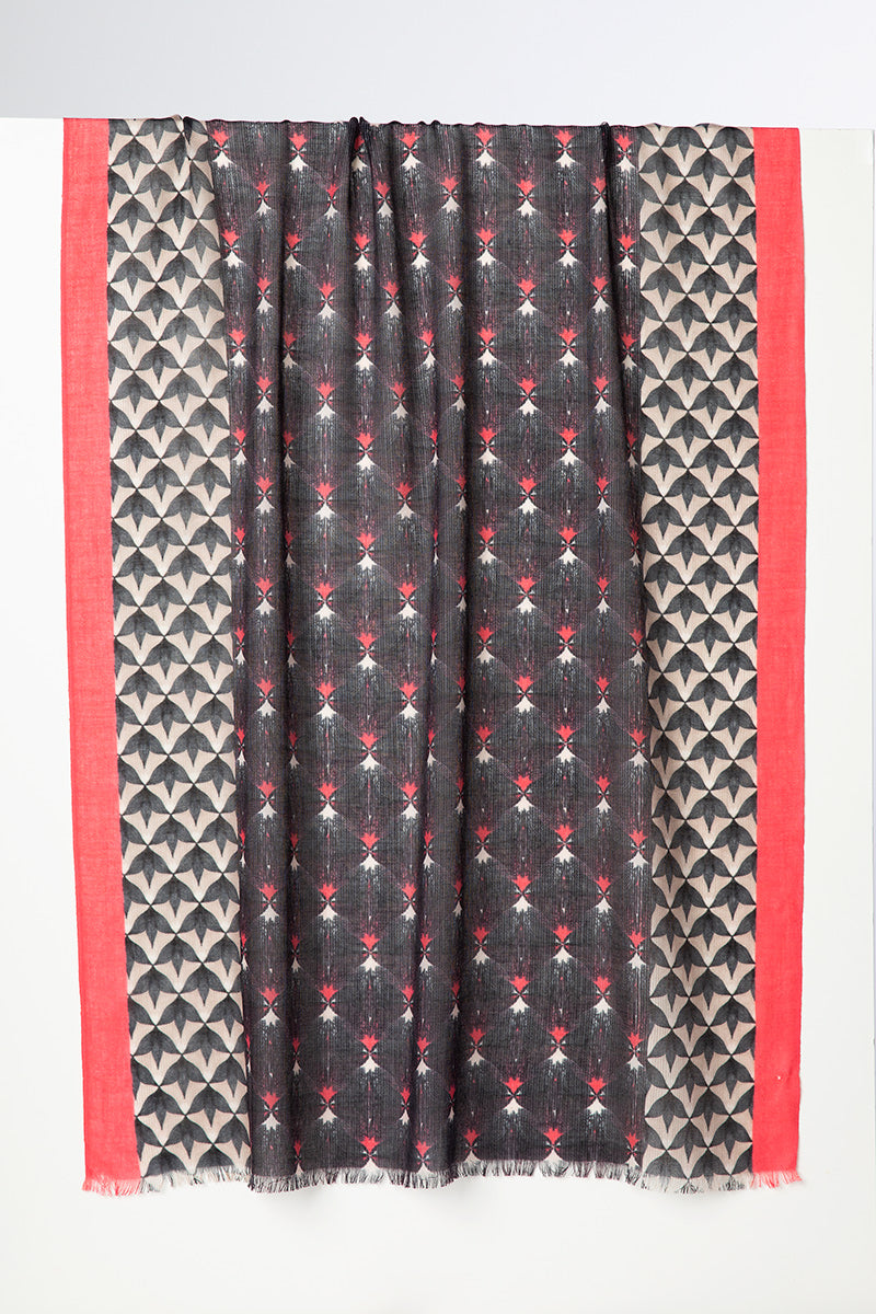 Kinross Cashmere Modern Geo Print Scarf