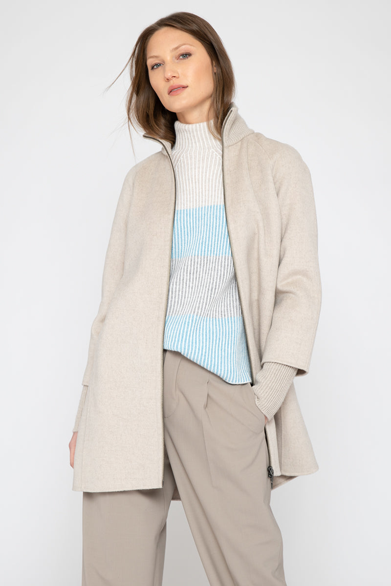 Kinross Rib Sleeve Zip Mock Coat
