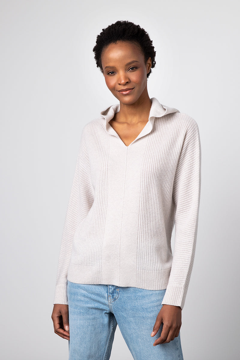 Kinross Cashmere Rib Pullover Hoodie