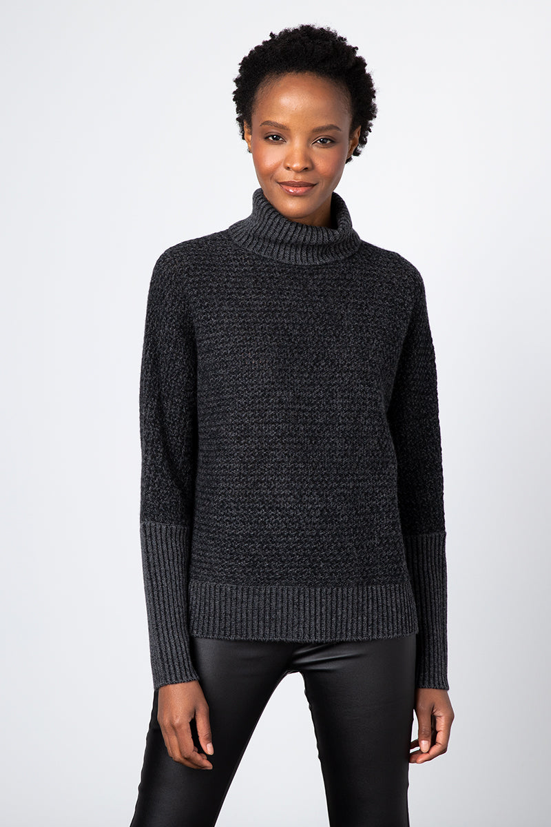 Kinross Cashmere Plaited Tweed T-neck