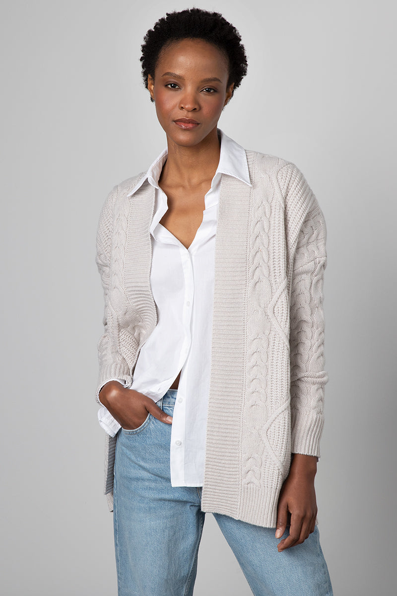 Kinross Cashmere Luxe Cable Cardigan