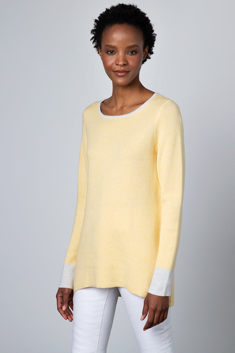 Kinross Cashmere Hi-Low Reversible Boatneck