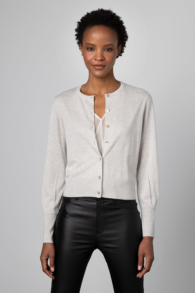 Kinross Cashmere Crop Button Cardigan