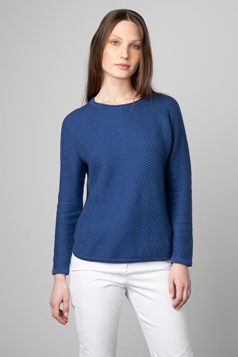 Kinross Cashmere Diagonal Textured Boatneck