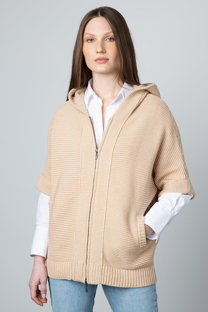 Kinross Cashmere S/L Garter Zip Hoodie