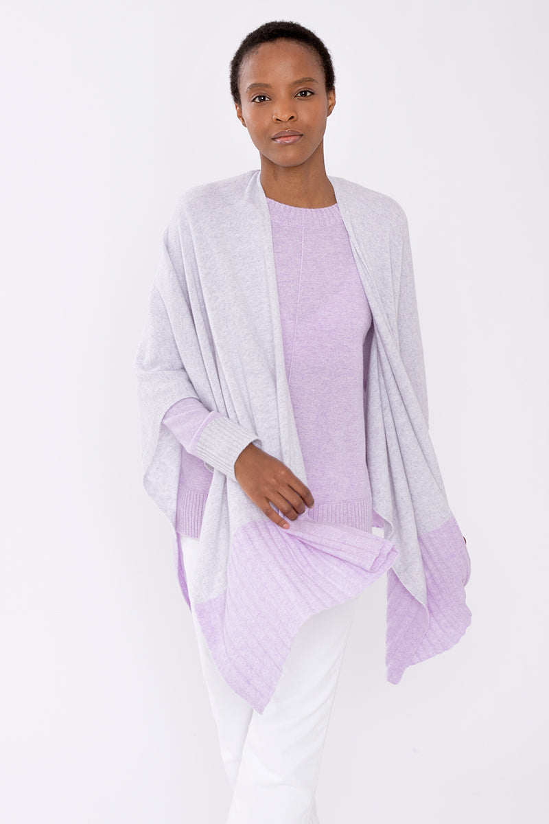 Kinross Cashmere Contrast Trim Ruana