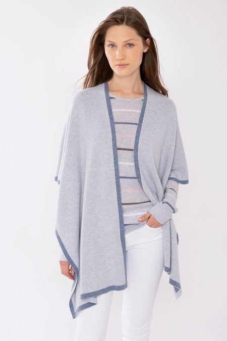 Kinross Cashmere Reversible Contrast Trim Ruana