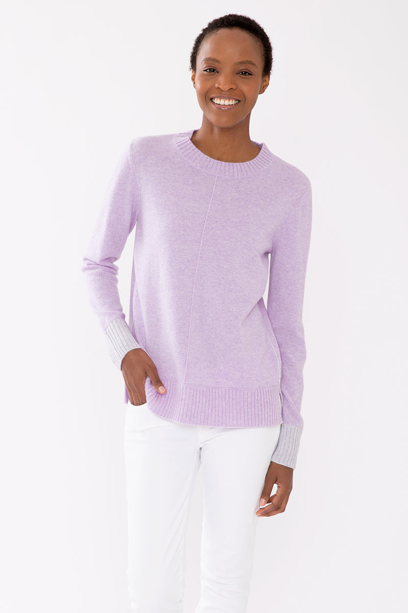 Kinross Cashmere Contrast Trim Crew