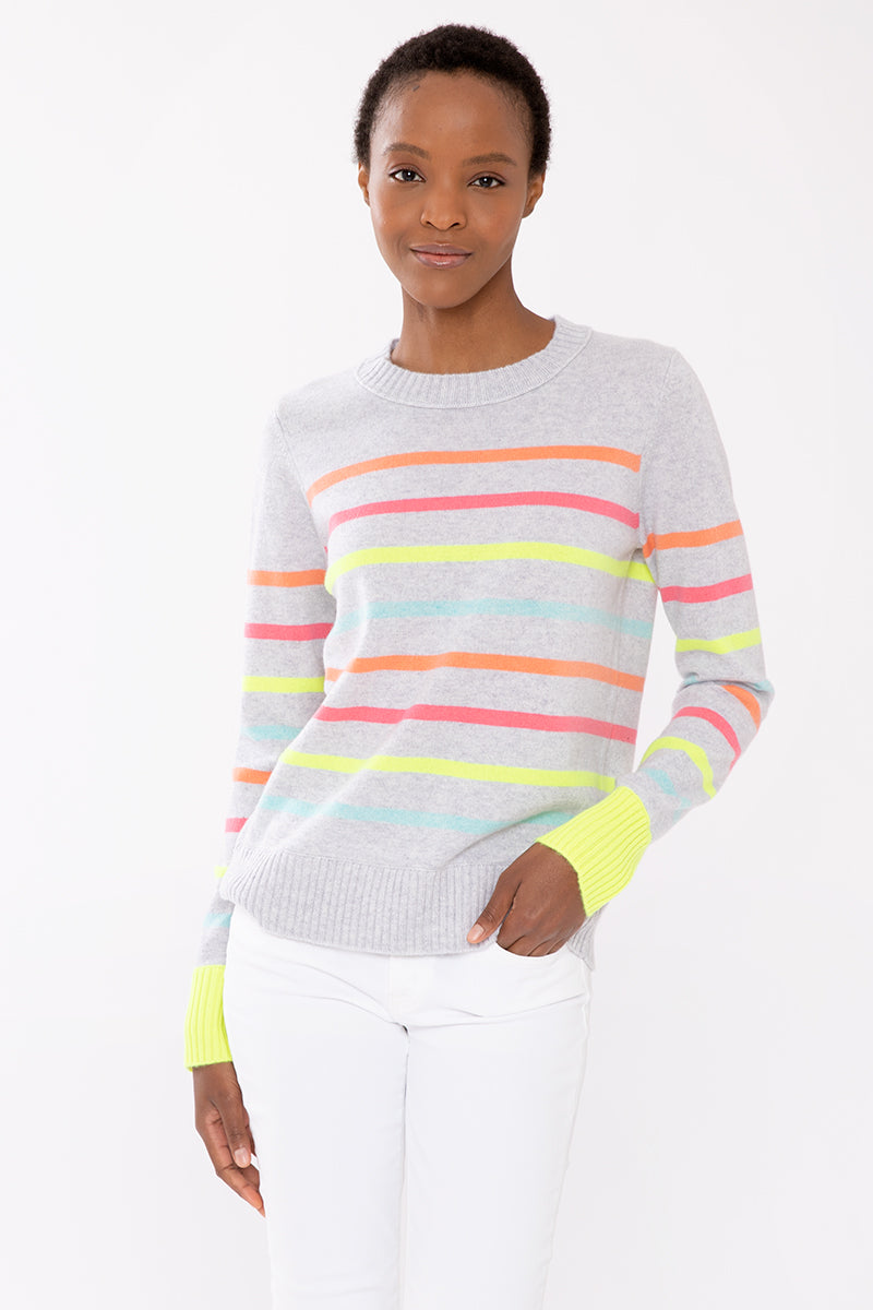 Kinross Cashmere Multi Stripe Crew