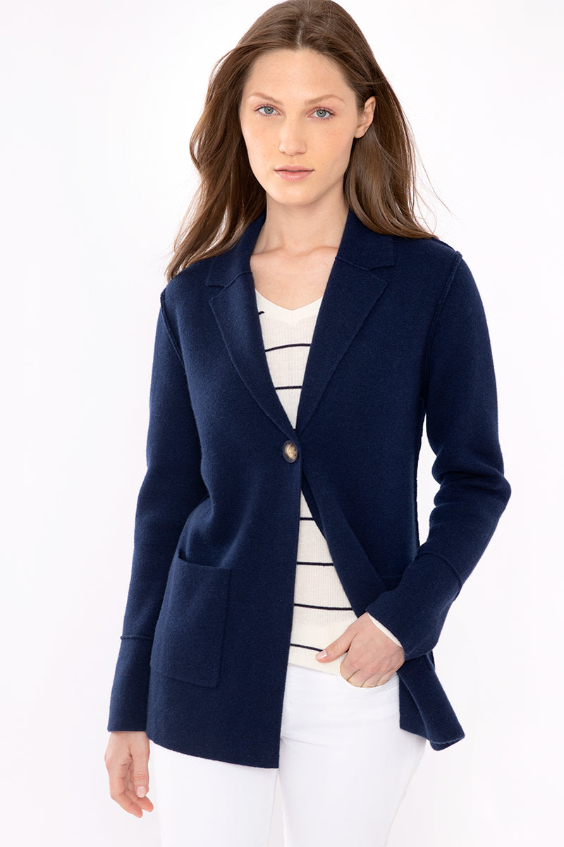Kinross Cashmere Notch Collar Cardigan