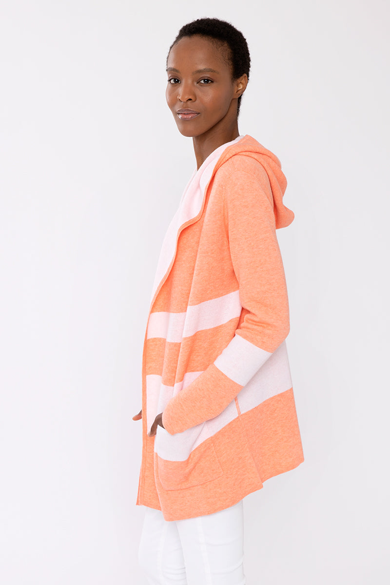 Kinross Cashmere Reversible Striped Hoodie