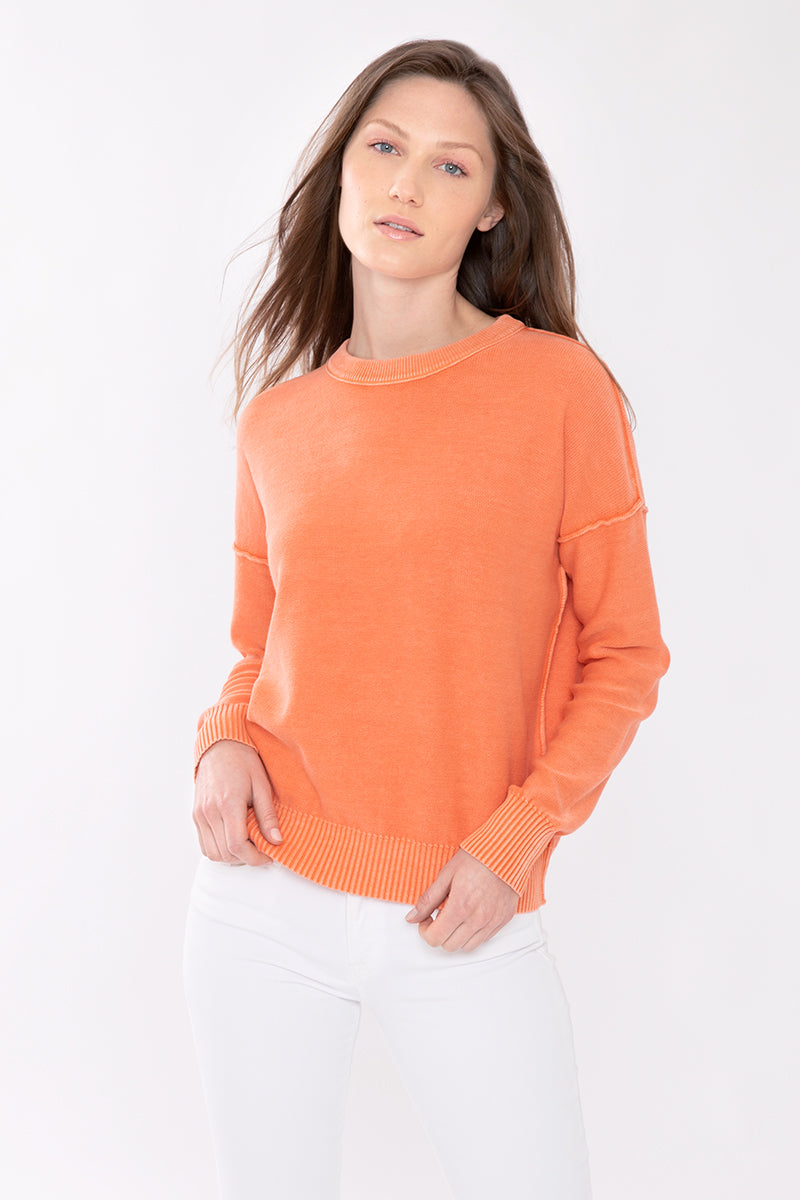 Kinross Cashmere Stonewashed Exposed Seam Pullover