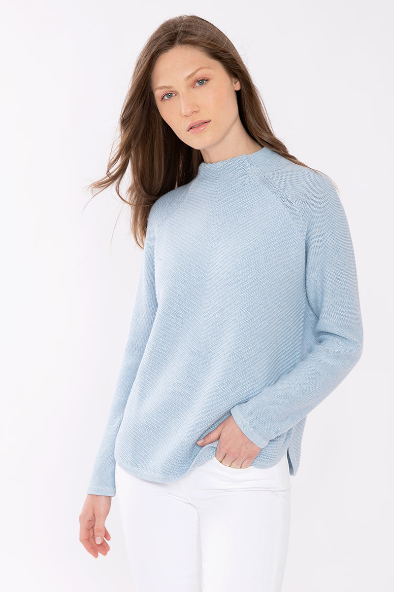 Kinross Cashmere Diagonal Stitch Mock