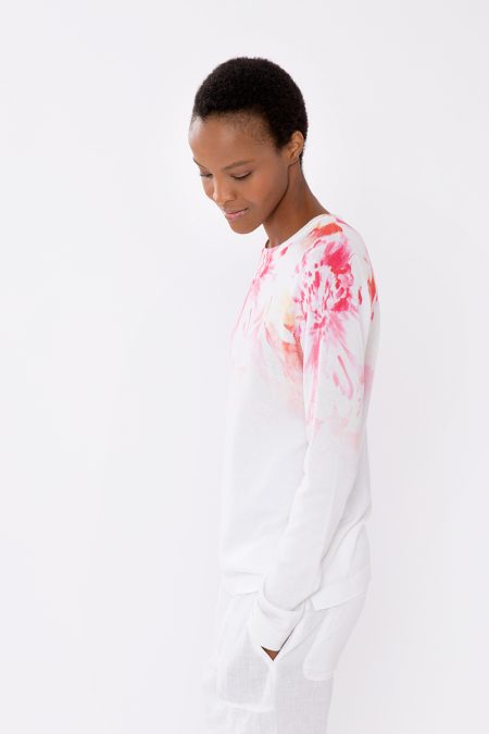 Kinross Cashmere Island Floral Crew