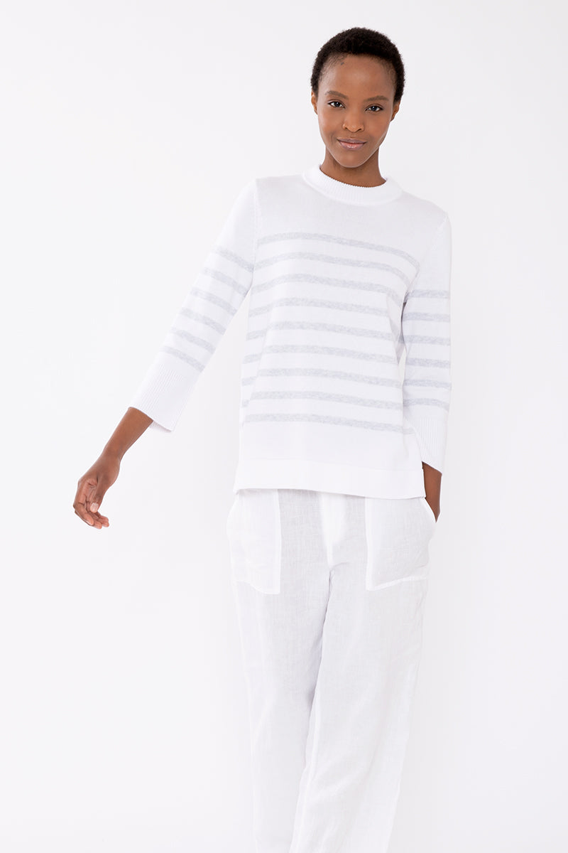 Kinross Cashmere Relaxed Stripe Crew