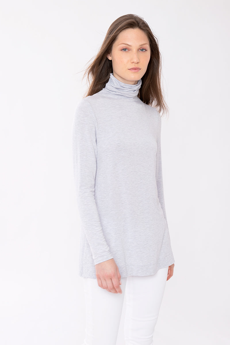 Kinross Cashmere Bamboo Scrunch Neck Tunic