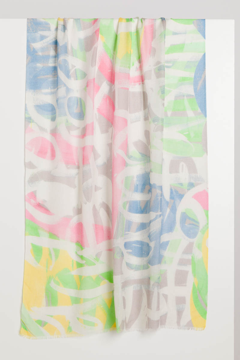 Kinross Cashmere Graffiti Print Scarf