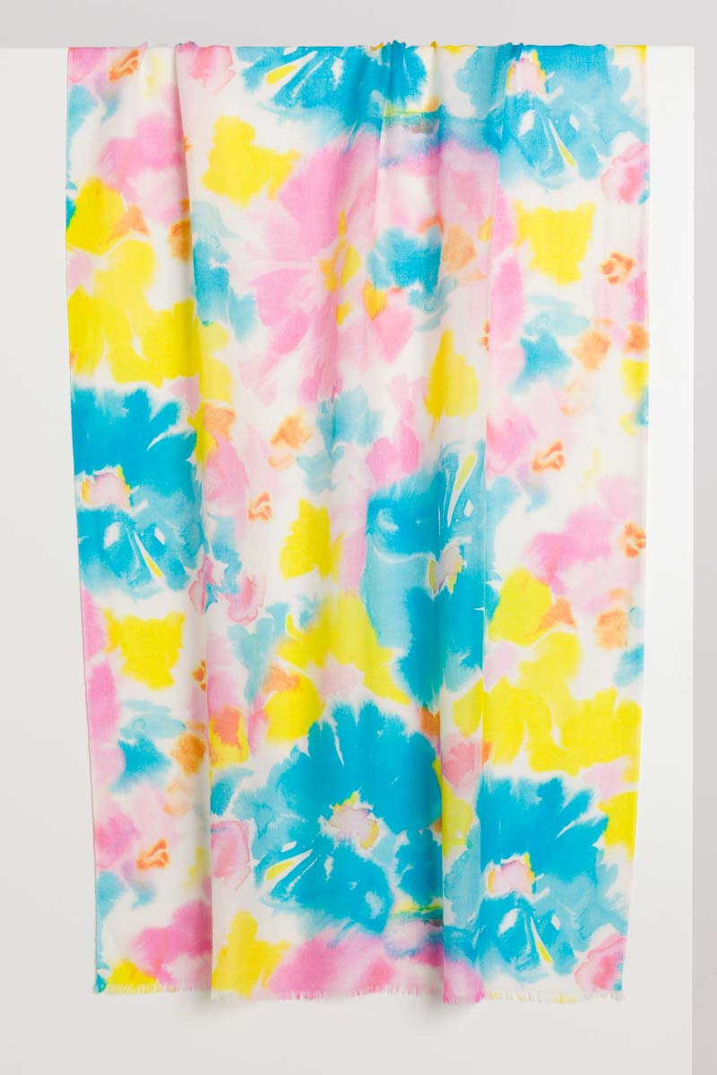Kinross Cashmere Aegean Floral Print Scarf