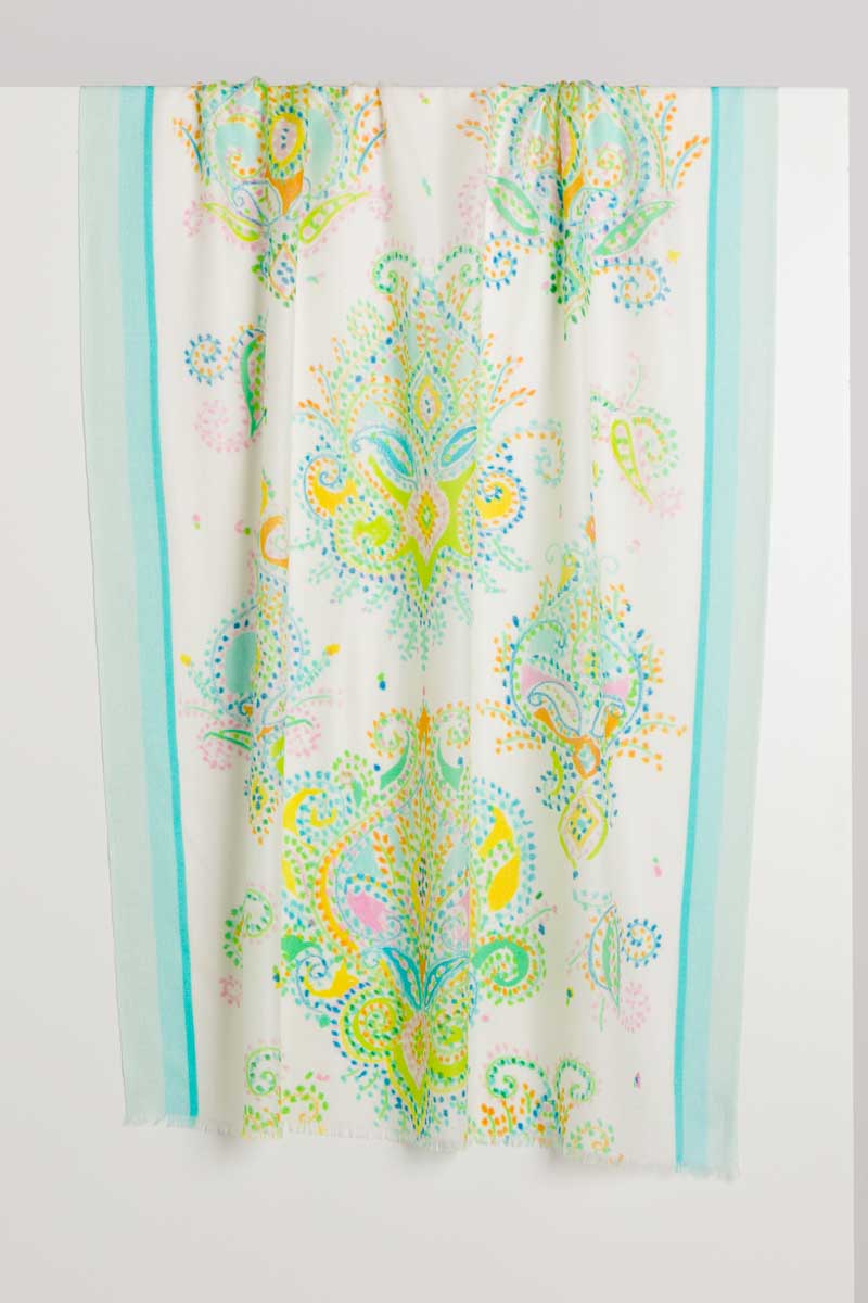 Kinross Cashmere Paisley Print Scarf