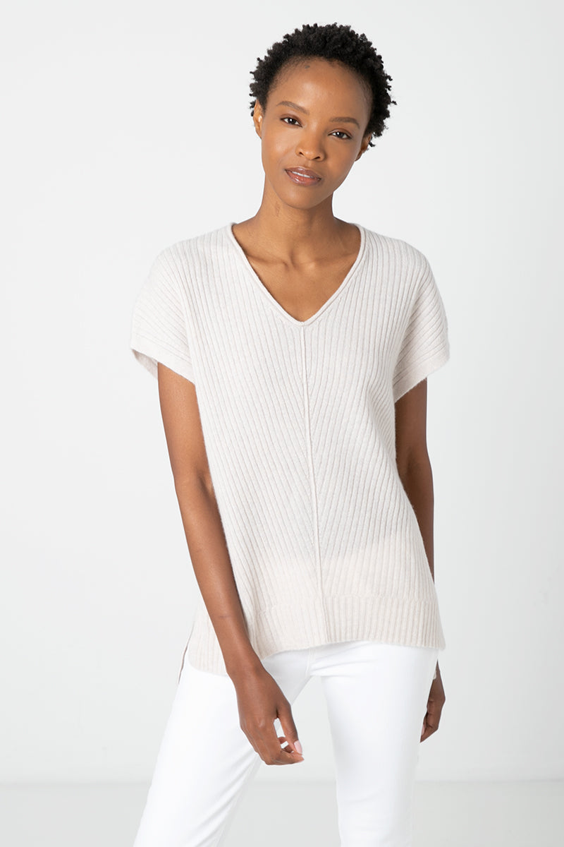 Kinross Cashmere Rib Vee Popover