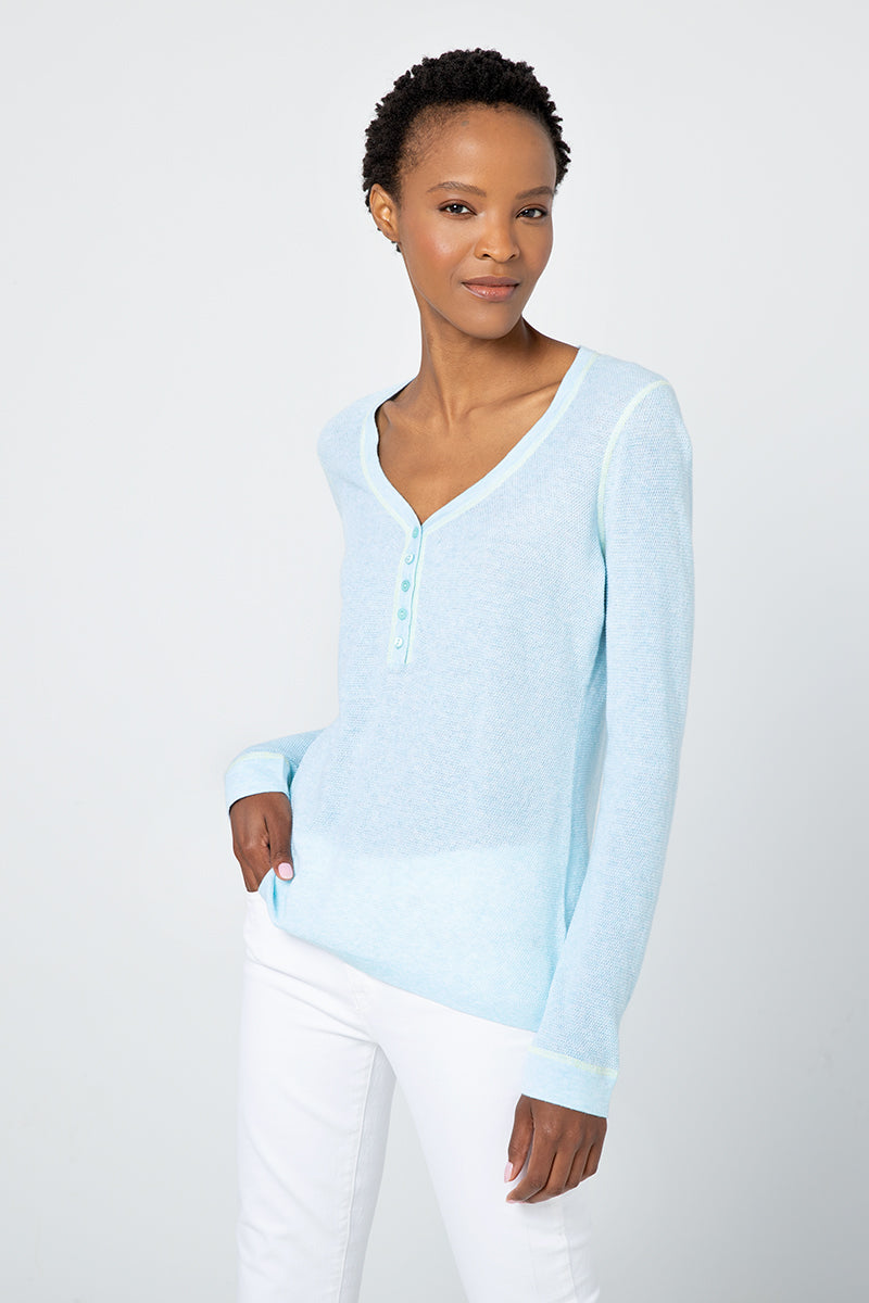 Kinross Cashmere Coverstitch Henley