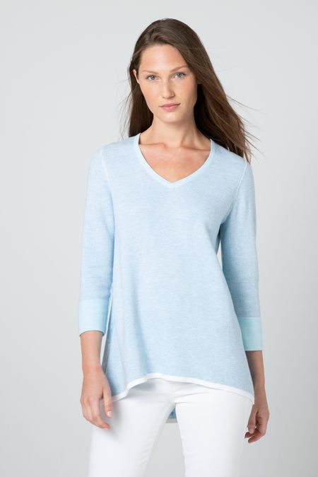 Kinross Cashmere Reversible Starburst Hi Low Vee