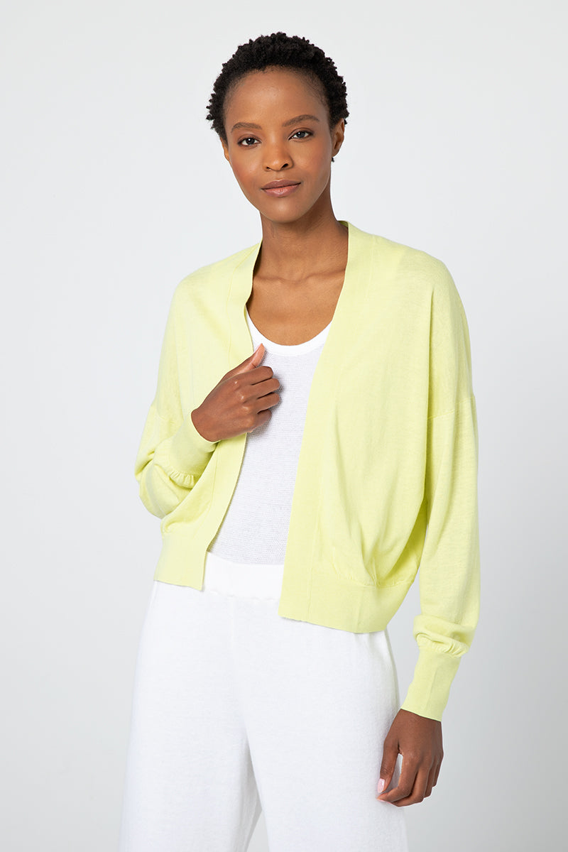 Kinross Cashmere Gathered Trim Cardigan