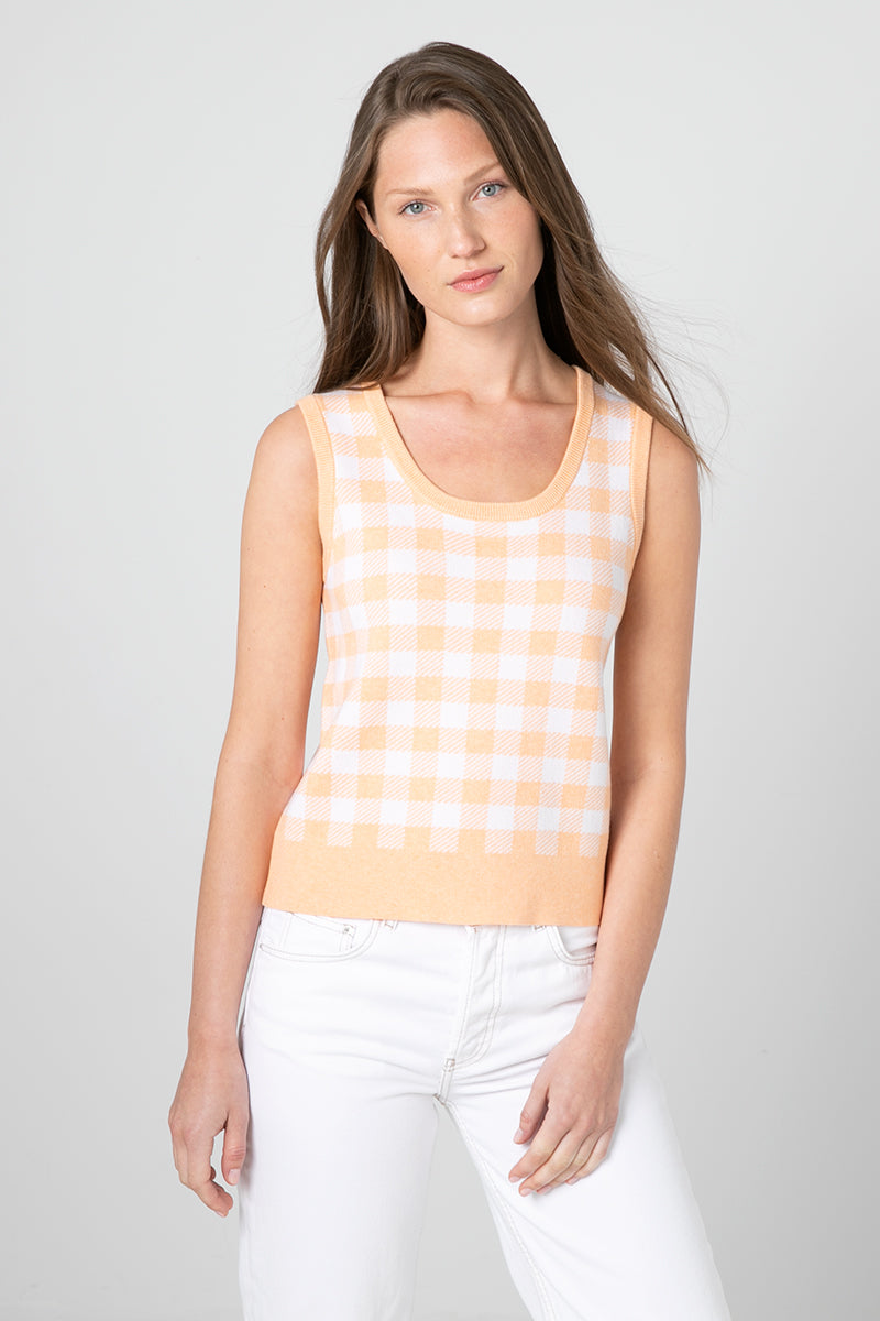 Kinross Cashmere Gingham Tank