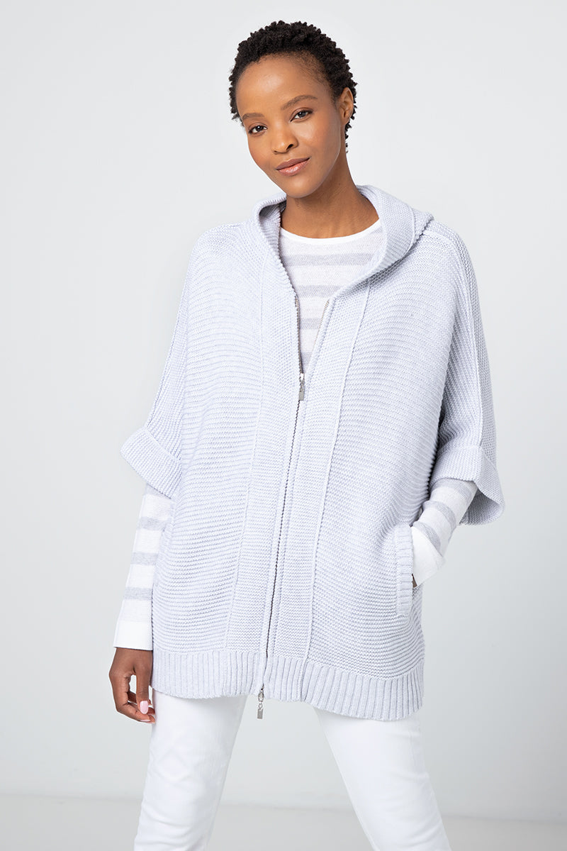 Kinross Cashmere S/L Garter Zip Hoodie
