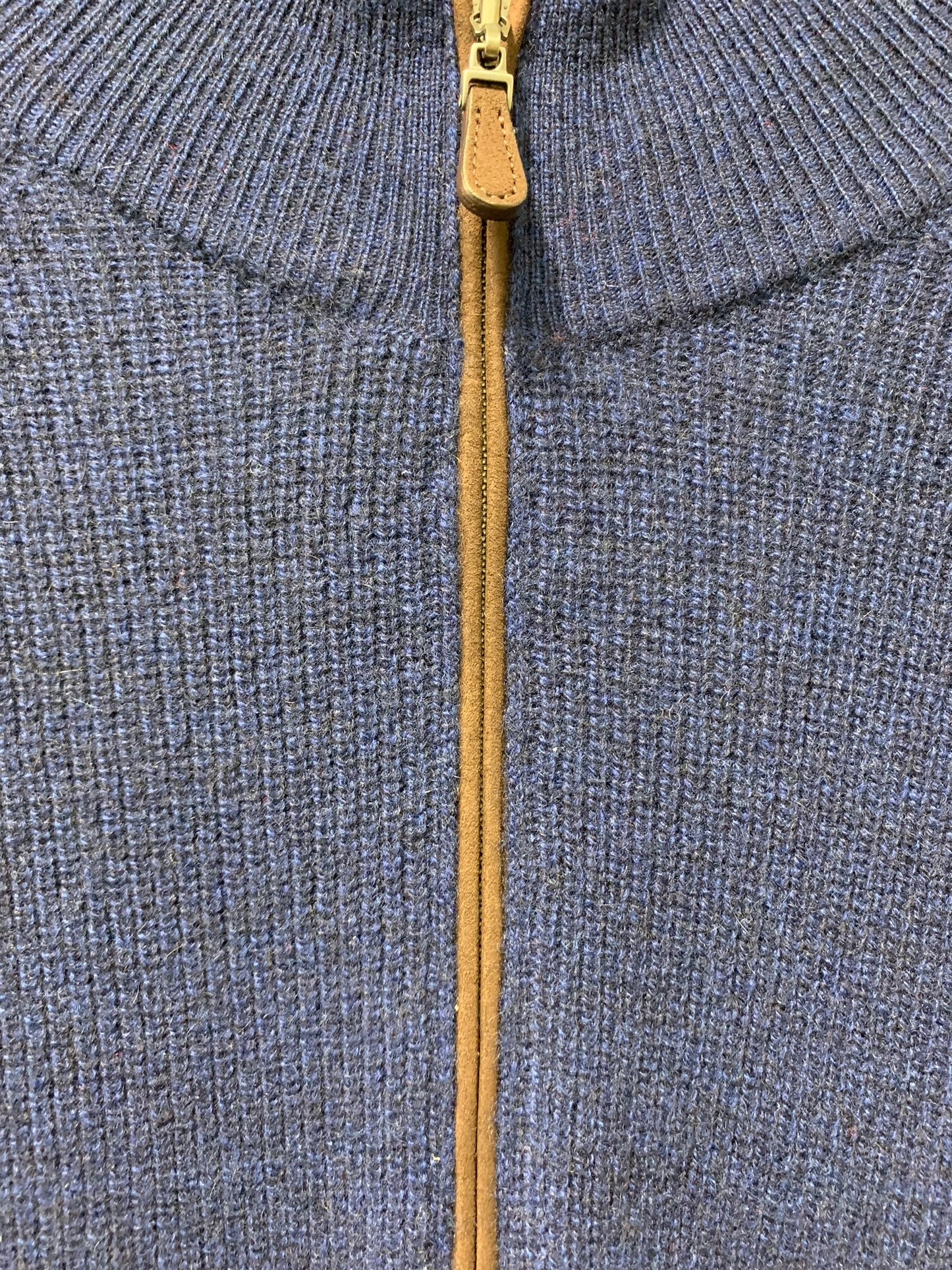 Kinross Suede Trim Rib Qtr Zip Mock