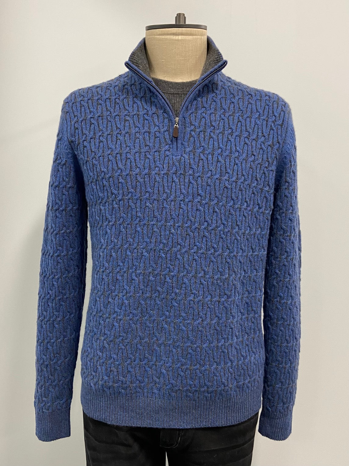Kinross Plaited Cable Qtr Zip Mock
