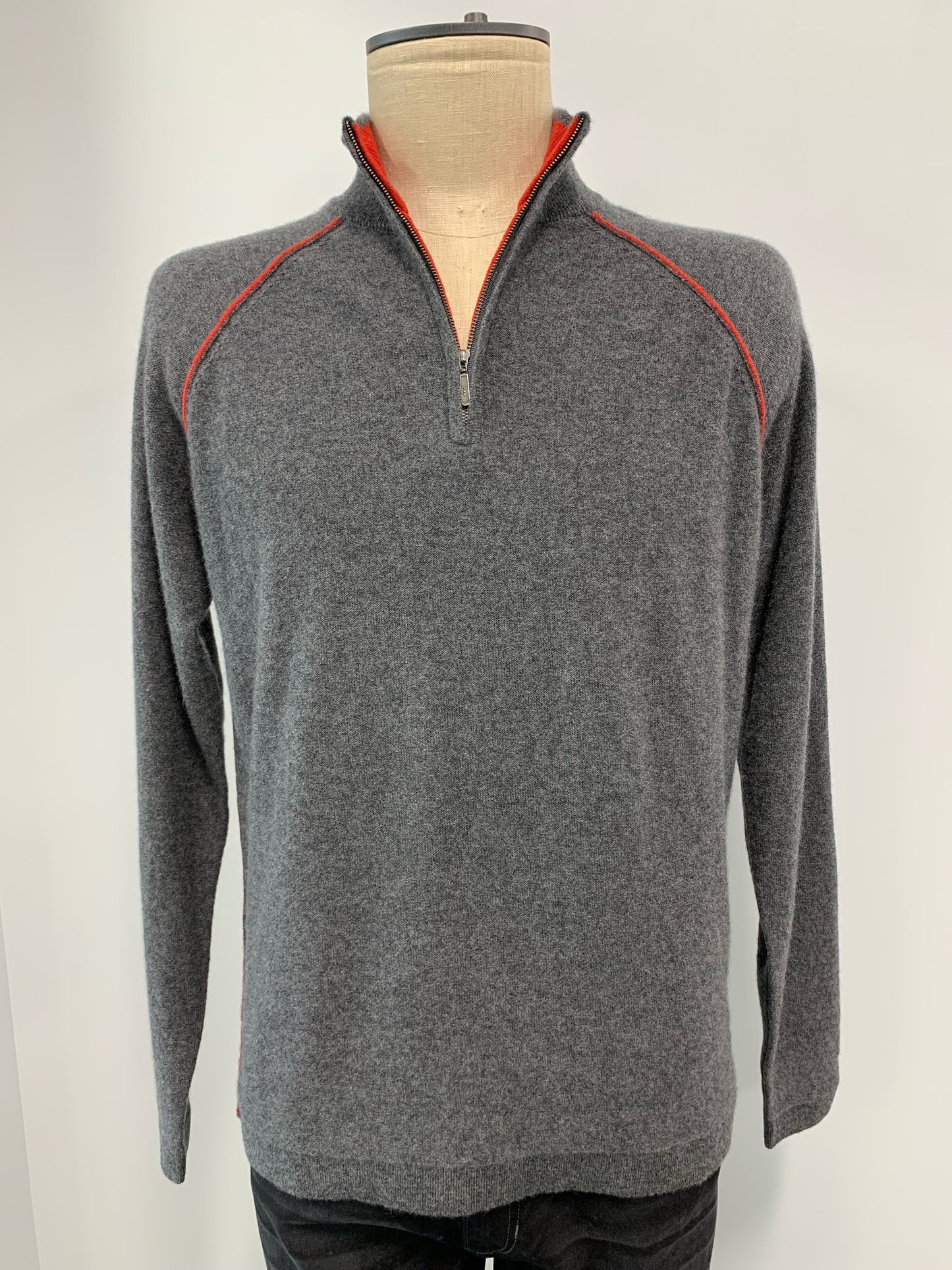 Kinross Contrast Piped Qtr Zip Mock