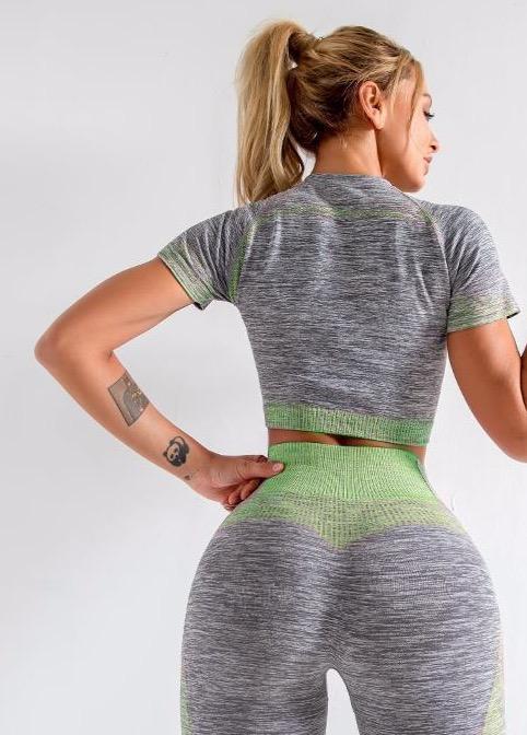 Astoria ENERGY Full Length Legging - Grey/Lime Green