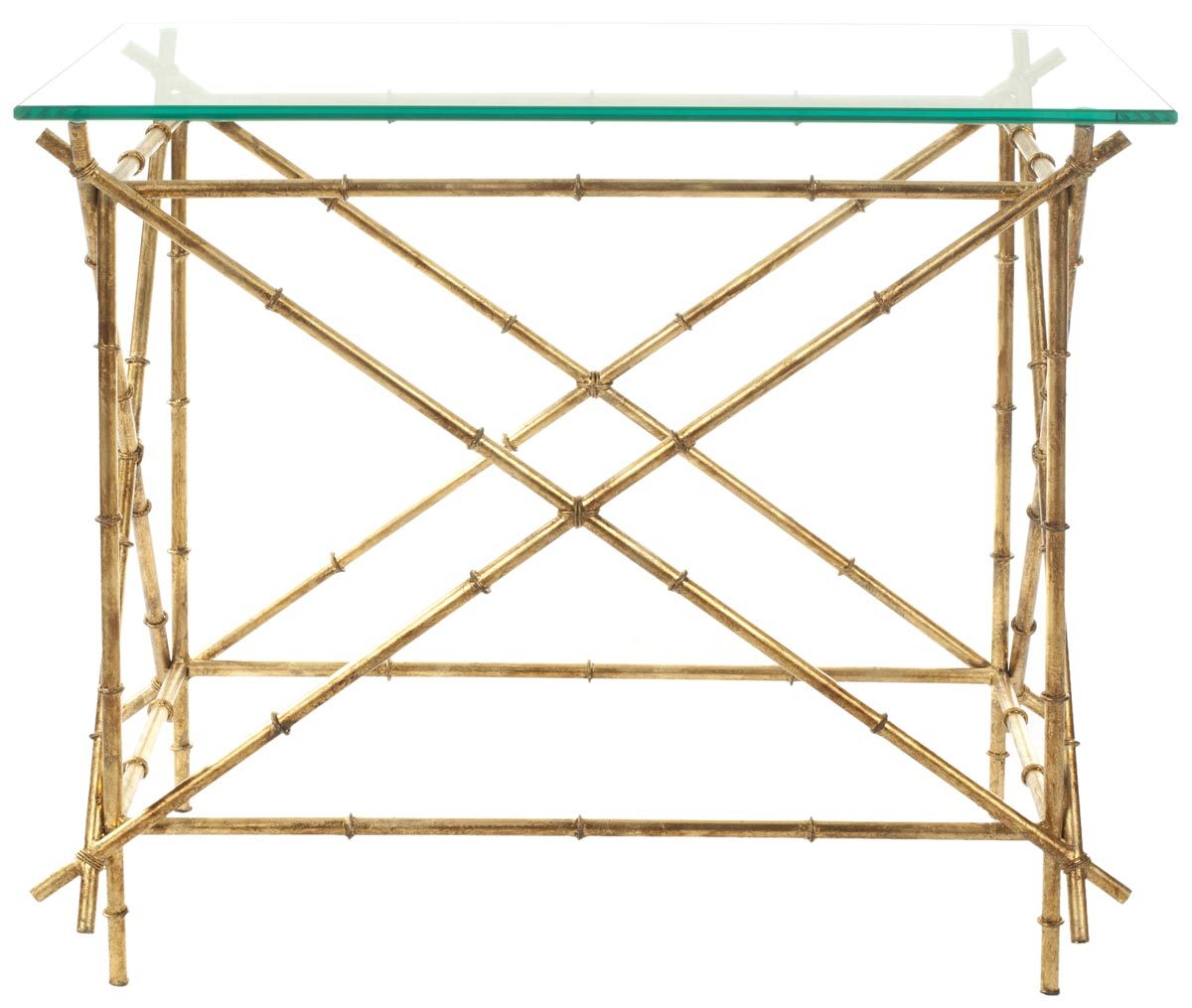 Mark Crisscrossed Gold Accent Table