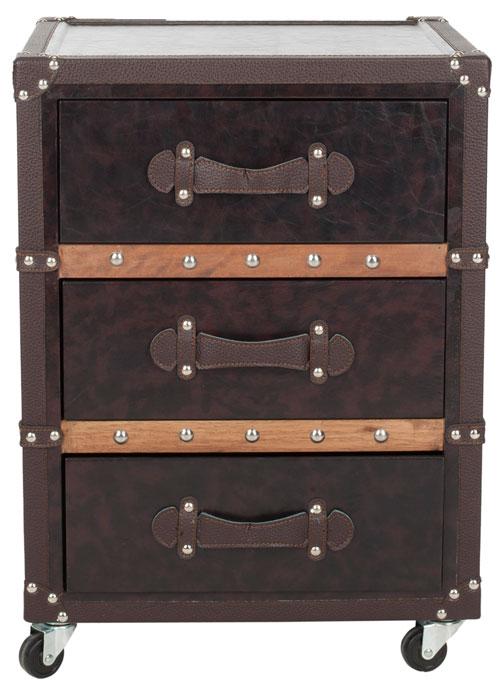 Norman 3 Drawer Rolling Chest / Black - Brown