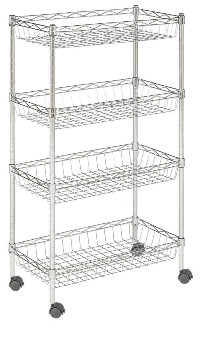Mario 4 Tier Chrome Wire Basket Rack