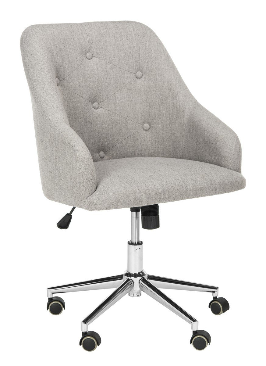 Evelynn Tufted Linen Chrome Leg Swivel Office Chair