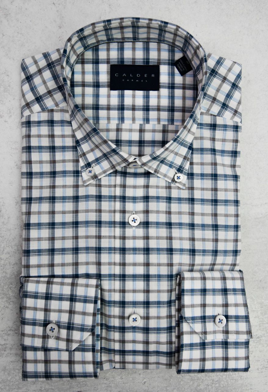 Calder Carmel Lux Melange Poplin Check in Sand