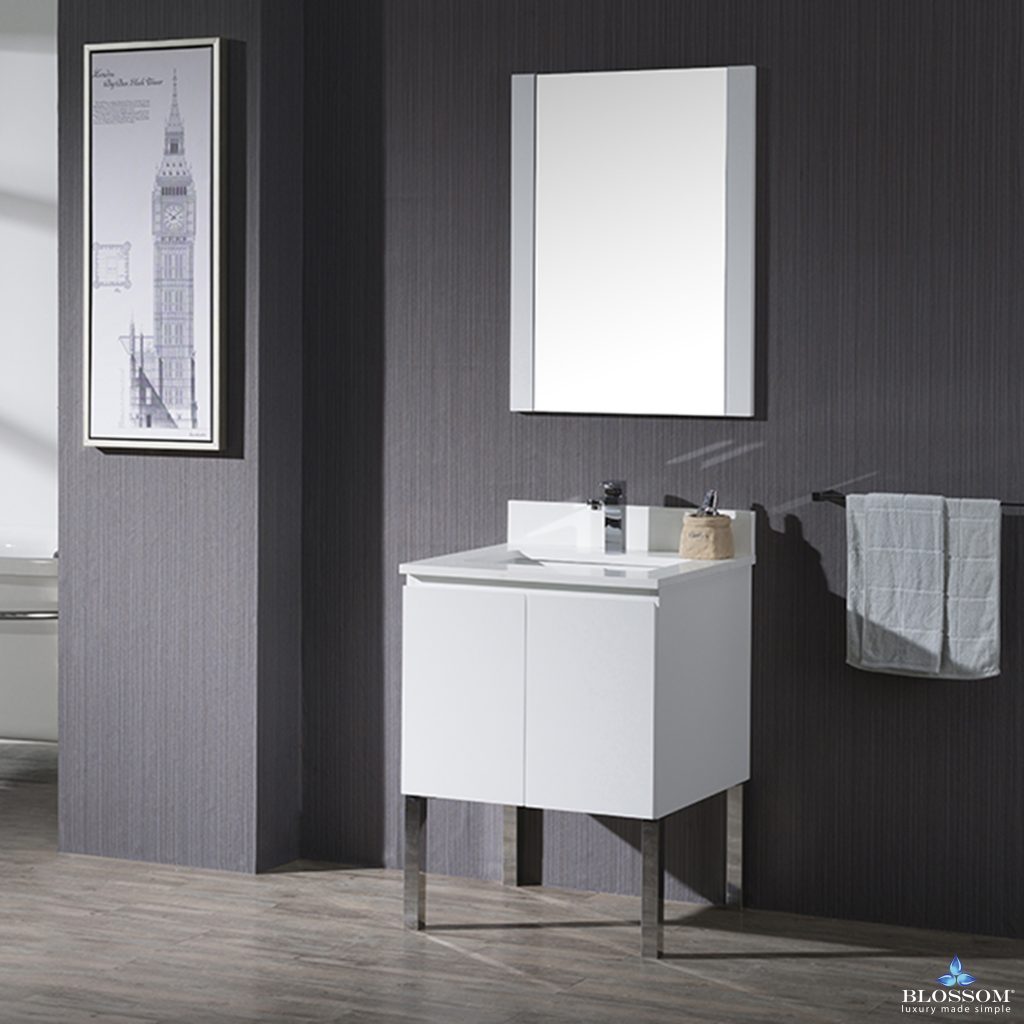 Monaco 24 Inch Vanity (Wall Hung, Chrome Legs, Wood Legs)