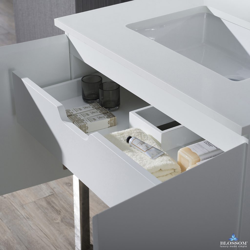 Monaco 30 Inch Vanity (Wall Hung, Chrome Legs, Wood Legs)