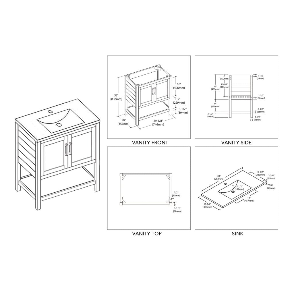 Lucca 30 Inch Vanity