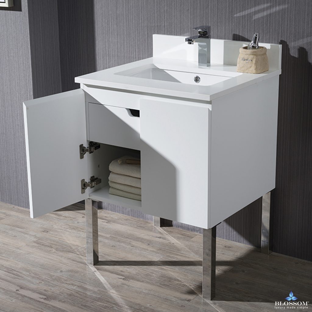 Monaco 24 Inch Vanity (Wall Hung, Chrome Legs, Wood Legs)