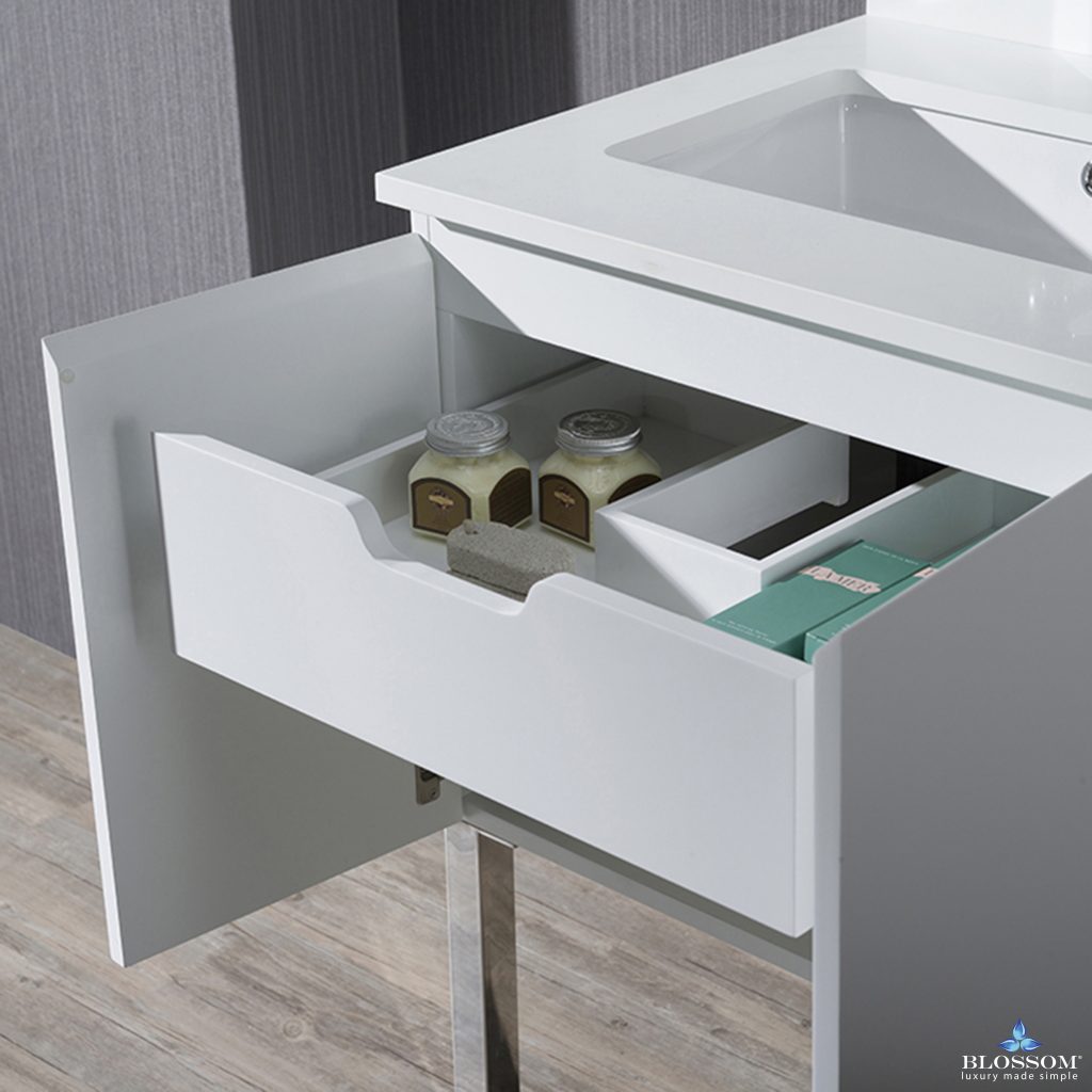 Monaco 24 Inch Vanity (Wall Hung, Chrome Legs, Wood Legs)